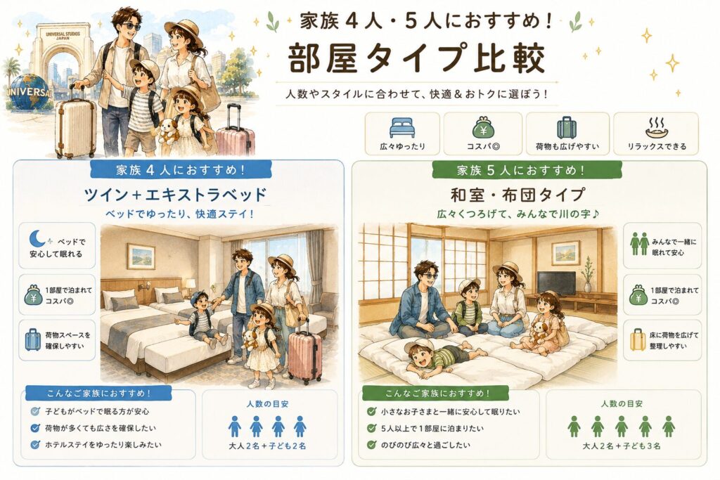 家族4人・5人の部屋タイプ比較