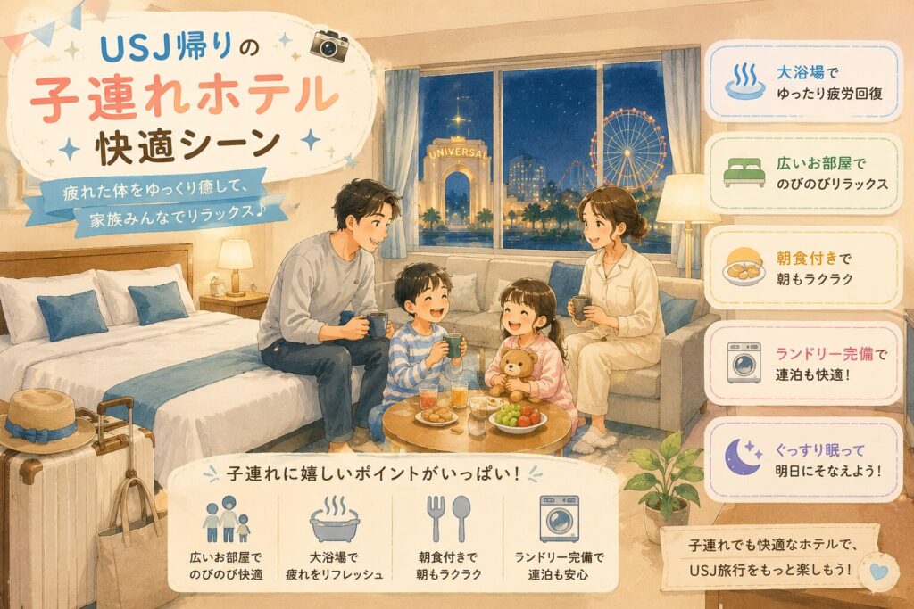 USJ帰りの子連れホテル快適シーン